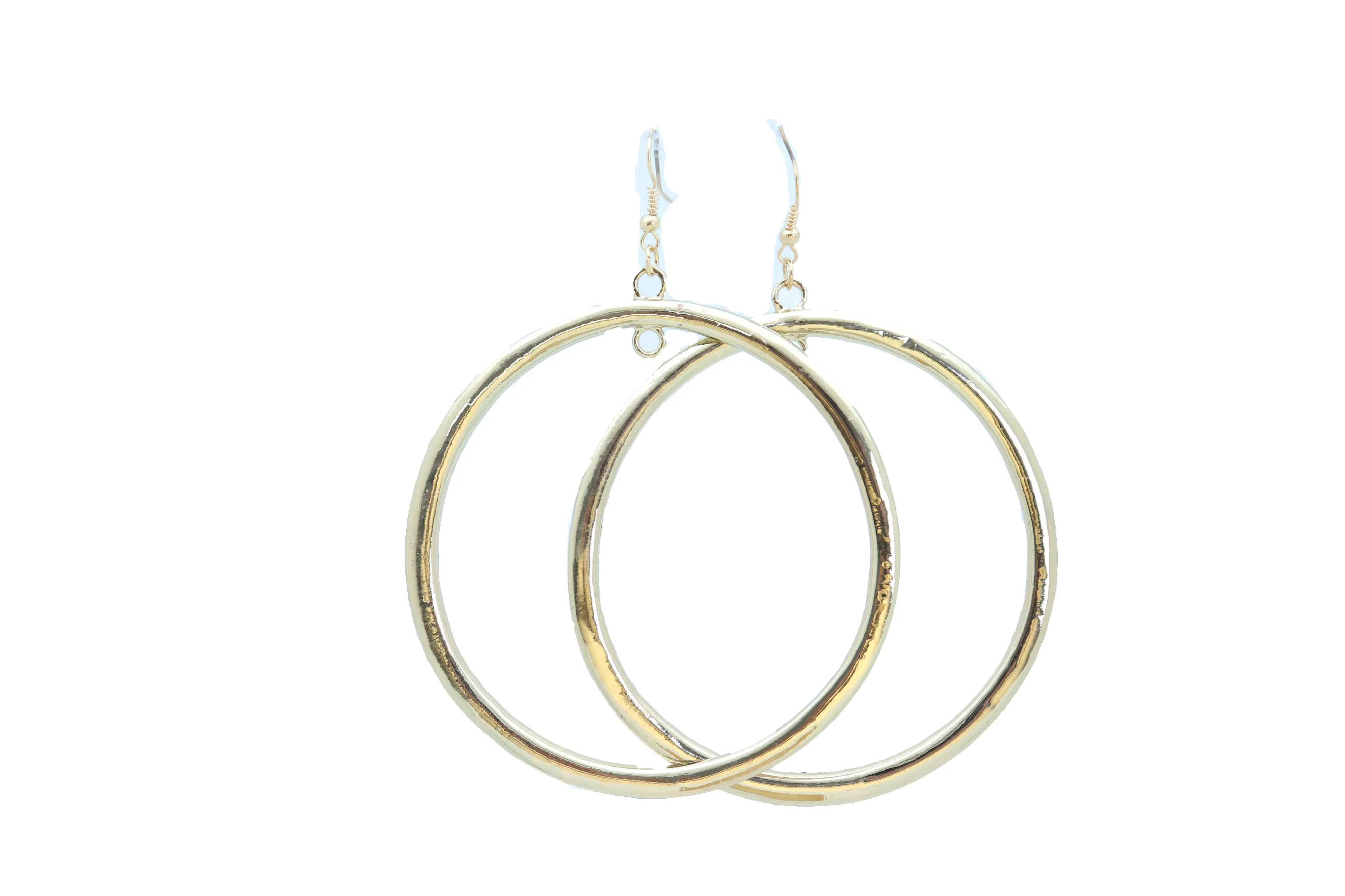 Gold Thick Hoop Ring Dangle Earrings