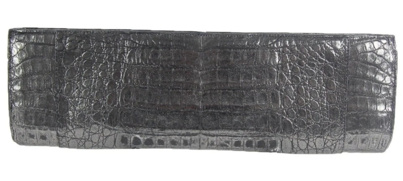 Gunmetal Crocodile Clutch