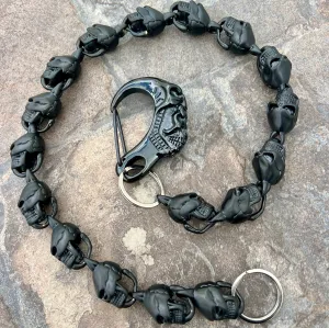 Hellride Classic Skull Wallet Chain Black 1.5" - W/ Black Scream Clasp