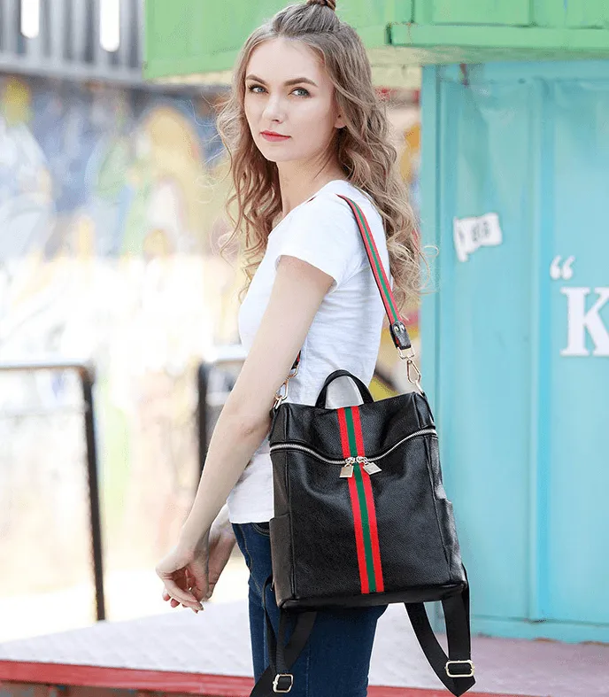 Hit color ribbon shoulder bag casual handbag fashion wild school Korean backpack