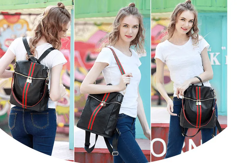 Hit color ribbon shoulder bag casual handbag fashion wild school Korean backpack