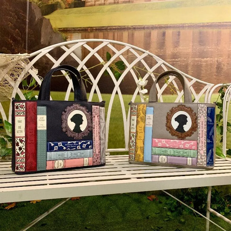 Jane Austen Books Design Multiway Handbag in Warm Grey