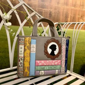 Jane Austen Books Design Multiway Handbag in Warm Grey