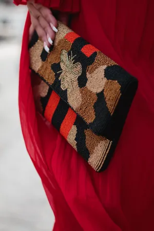 Kemper camo beaded bee crossbody (Red)