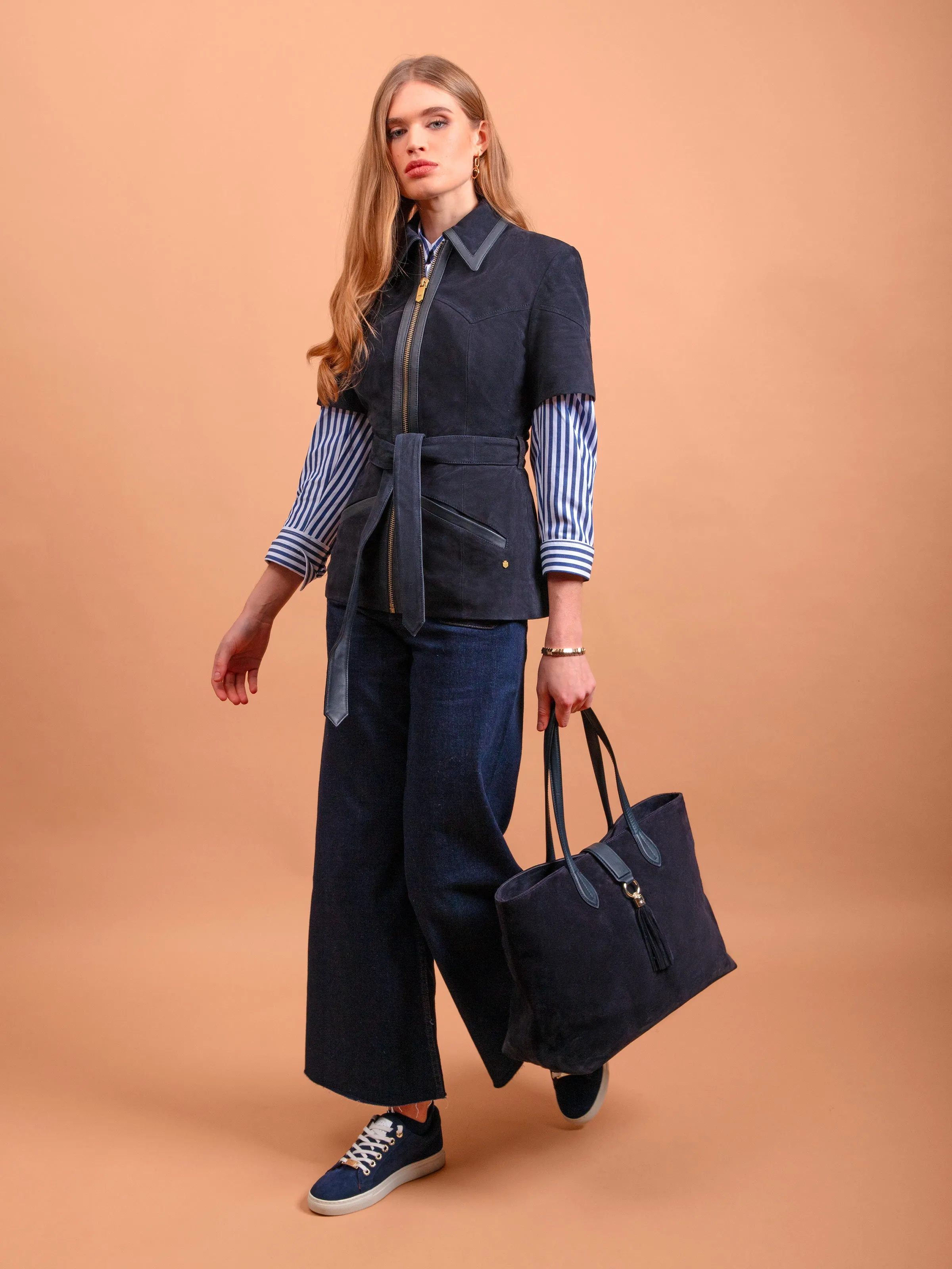 Langham Tote - Navy Suede