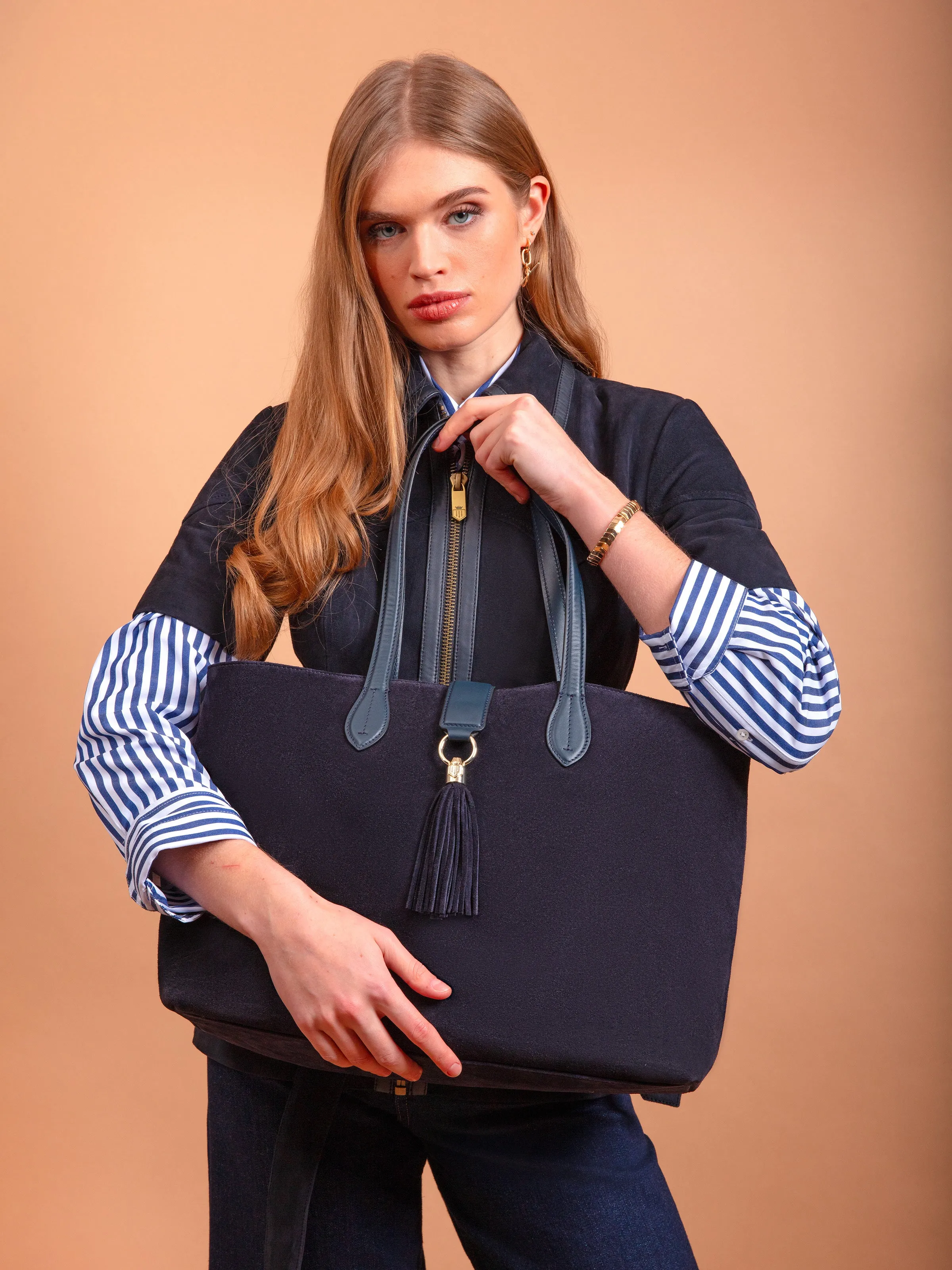 Langham Tote - Navy Suede