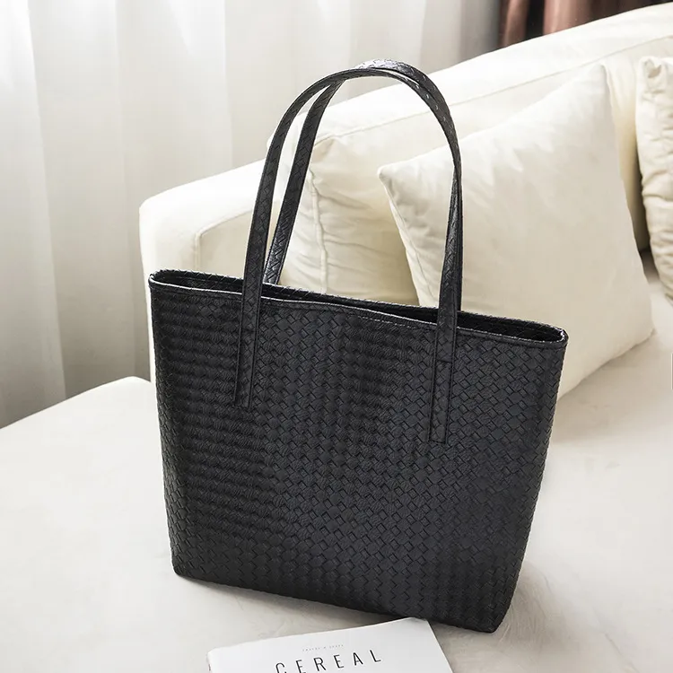 Large-capacity female bag woven shoulder bag