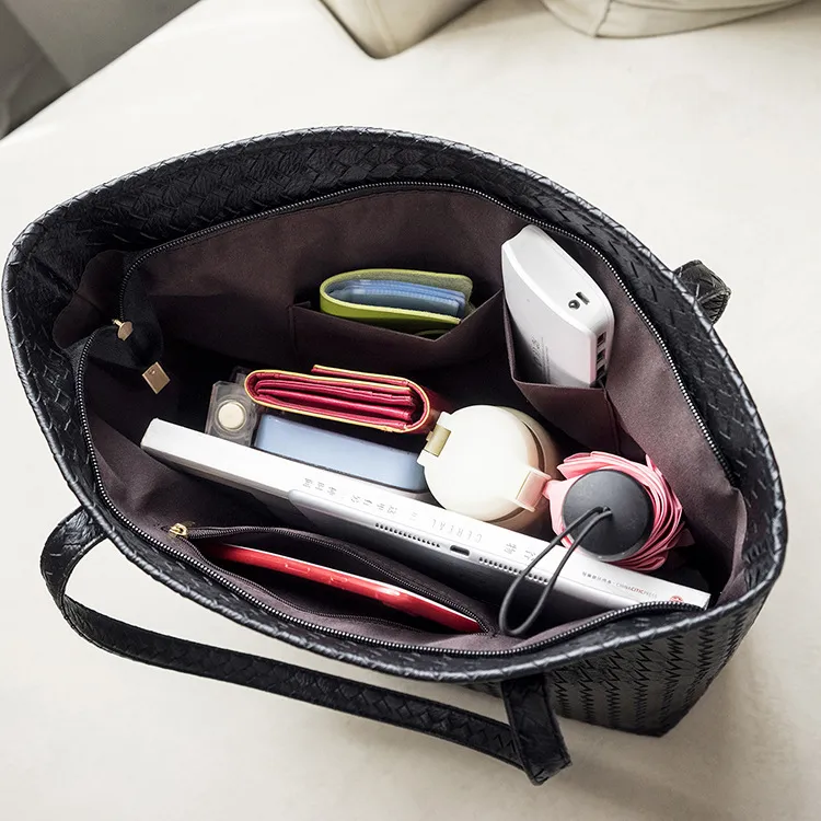 Large-capacity female bag woven shoulder bag