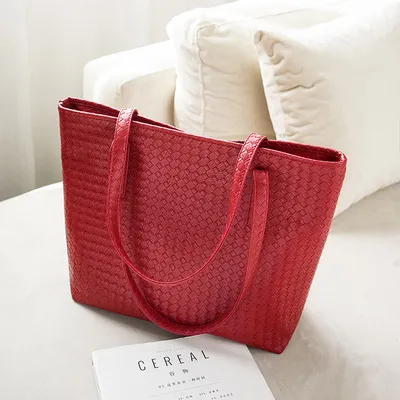 Large-capacity female bag woven shoulder bag