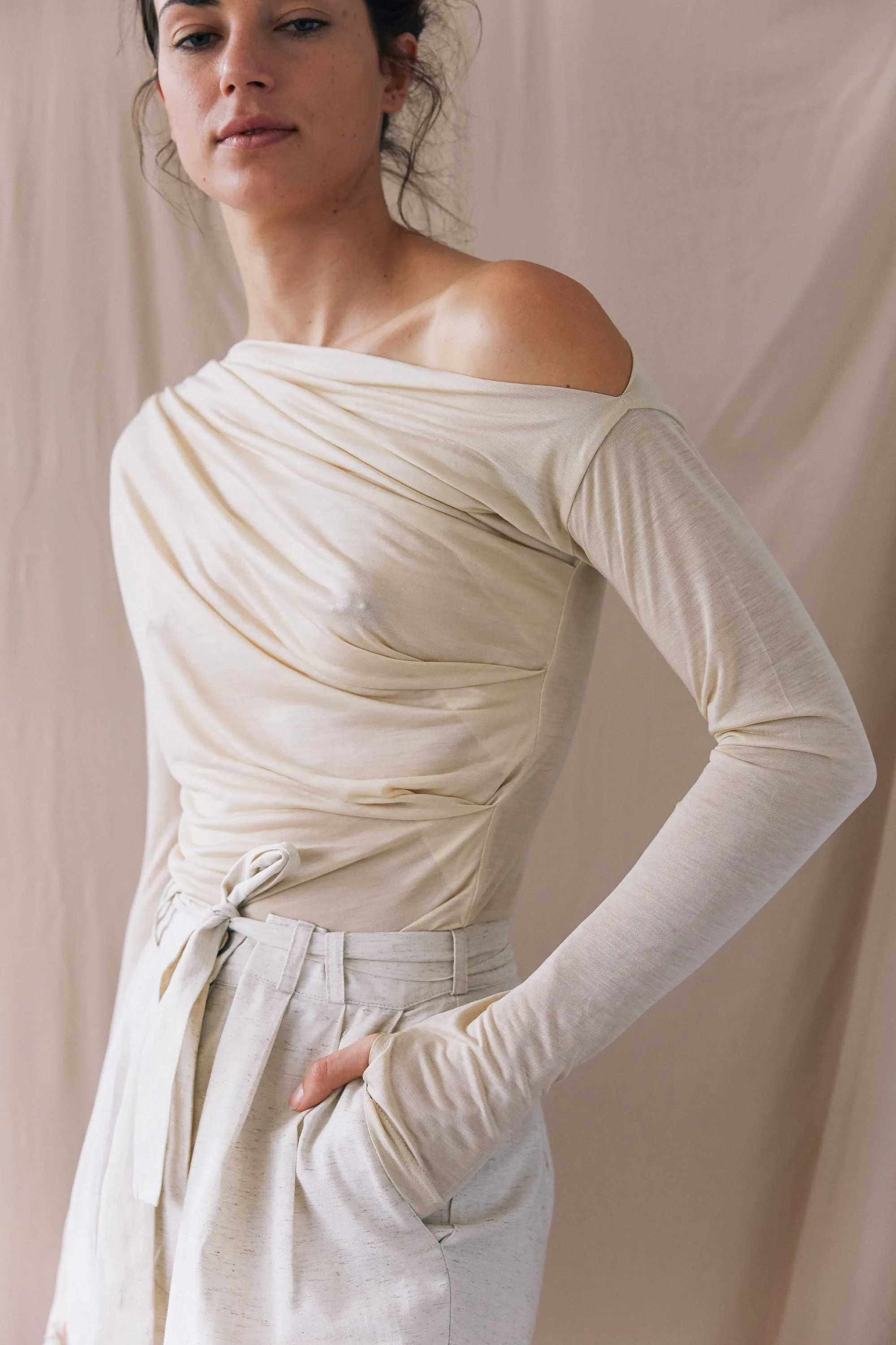 long sleeve top cashew