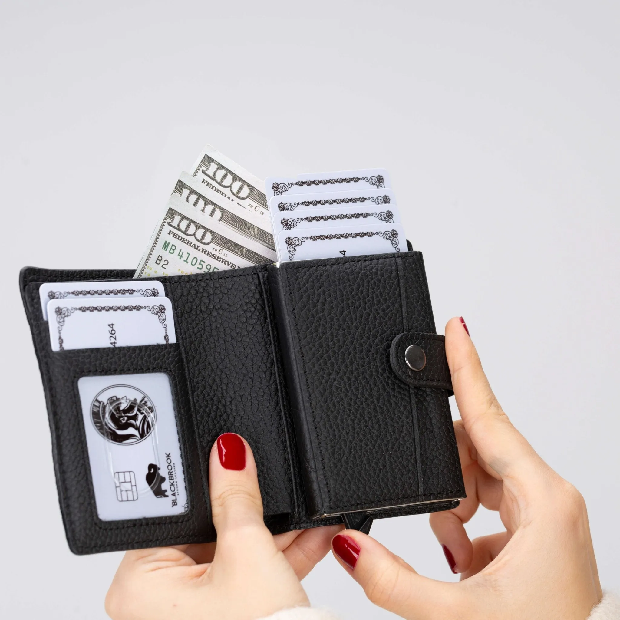 Max Slide Secure: RFID-Protected Wallet with Slide-Out Card, Cash Pocket & ID Slot, Pebble Black