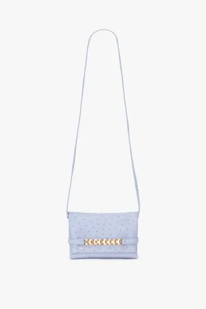 Mini Chain Pouch Bag With Long Strap In Frost Ostrich-Effect Leather