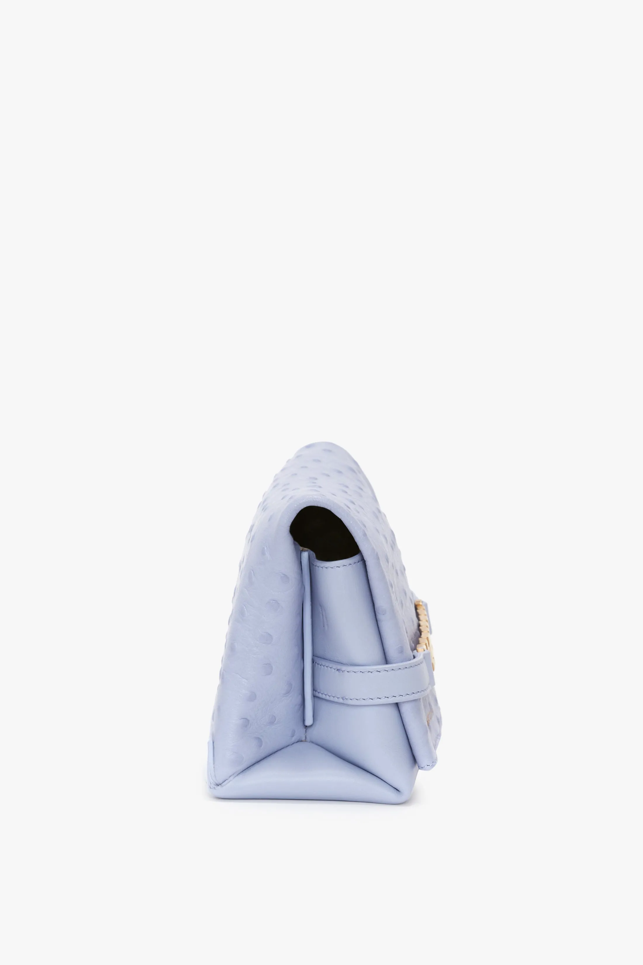 Mini Chain Pouch Bag With Long Strap In Frost Ostrich-Effect Leather