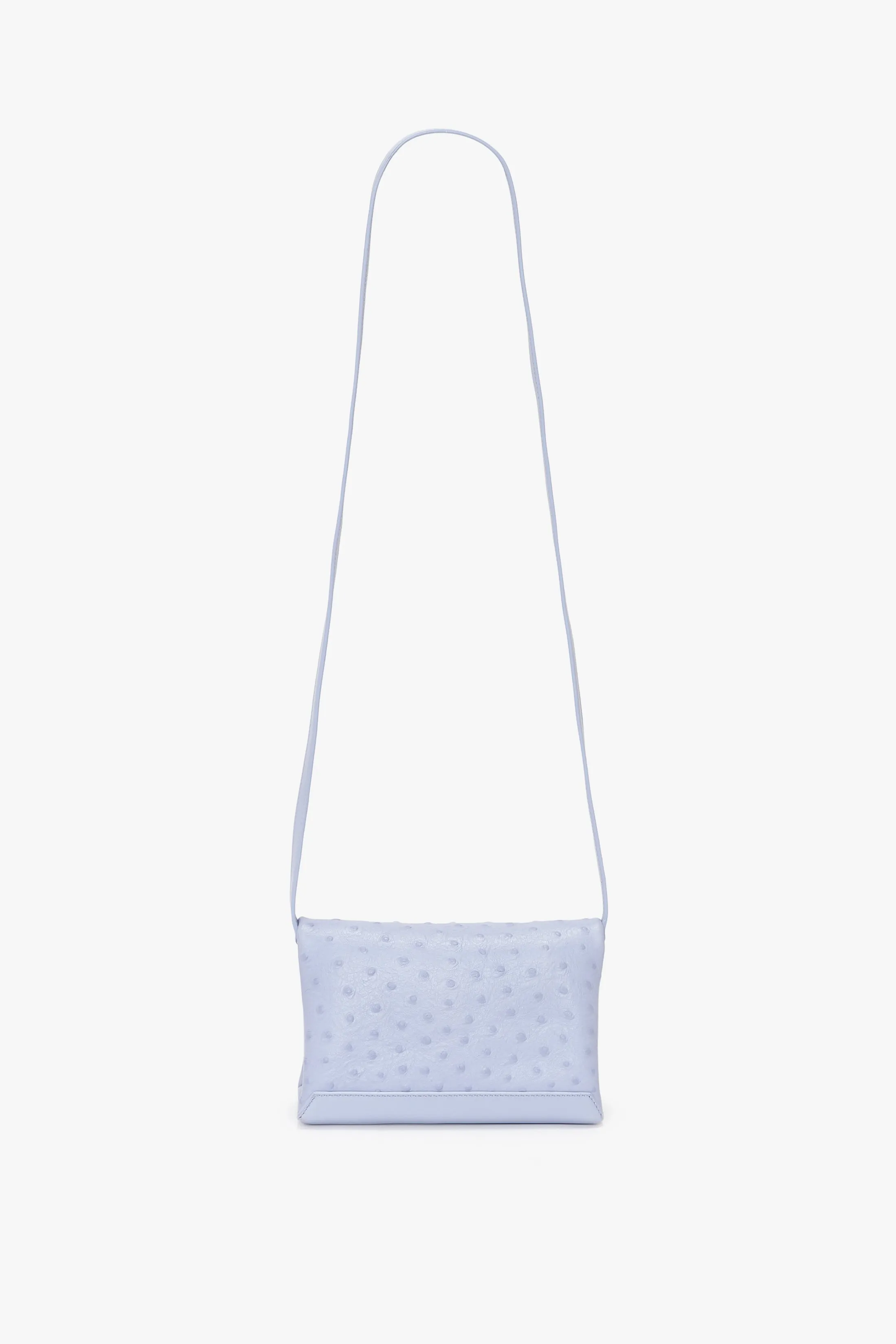 Mini Chain Pouch Bag With Long Strap In Frost Ostrich-Effect Leather