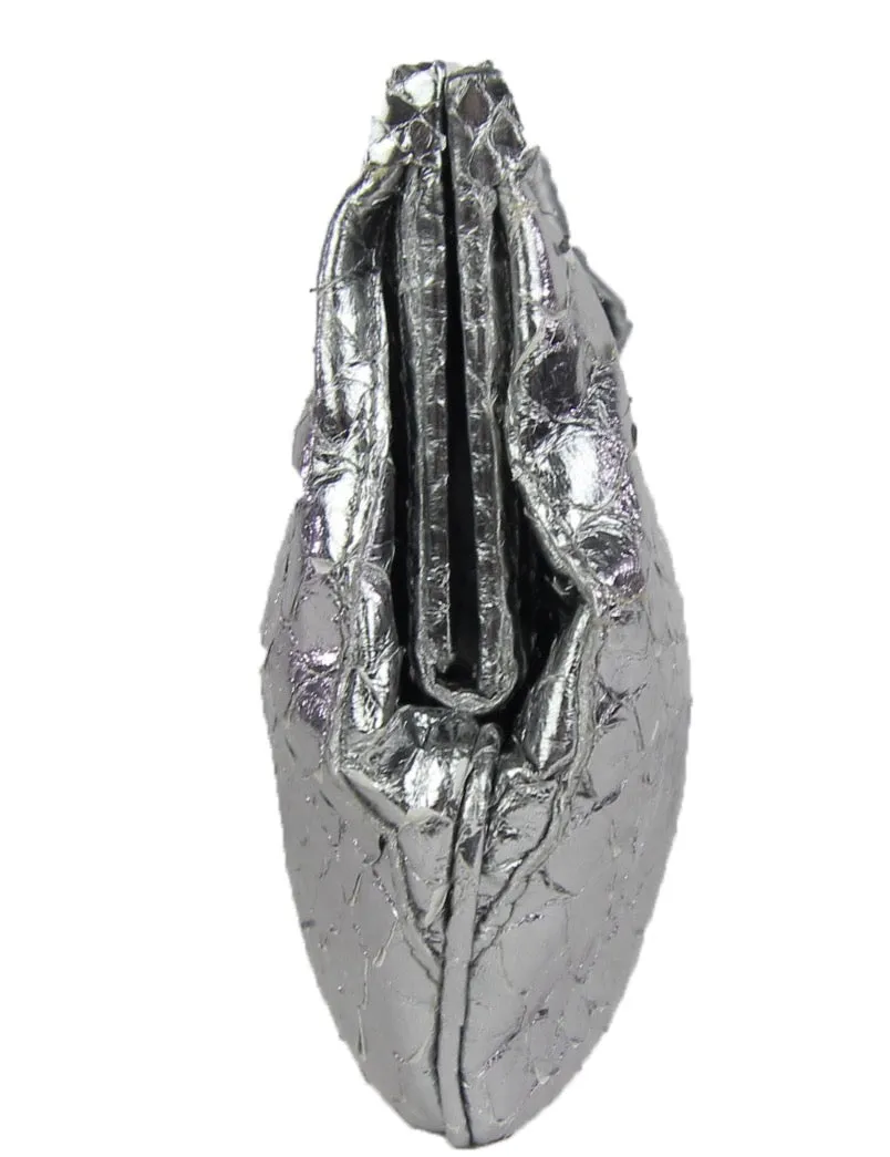 Nancy Gonzalez | Silver Snakeskin clutch