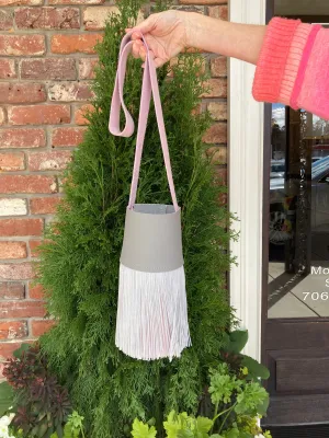 Pink and Grey Fringe Bag