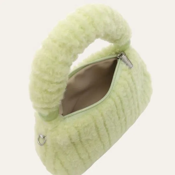 Plush Faux Fur Hobo Handbag