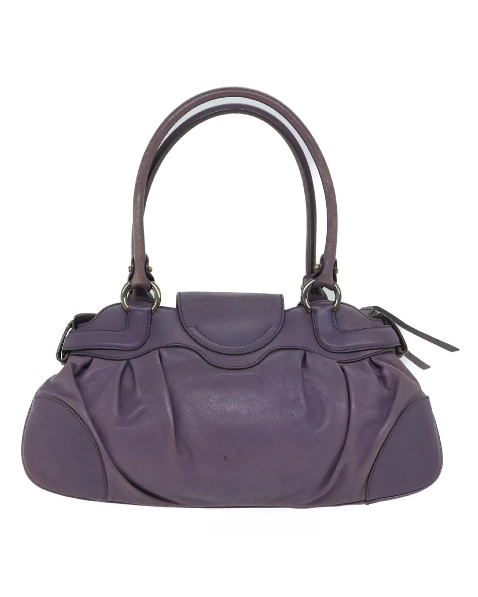 Purple Leather Gancini Hand Bag - Authentic