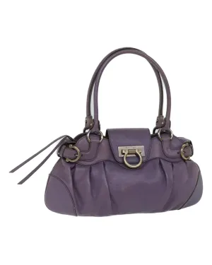 Purple Leather Gancini Hand Bag - Authentic