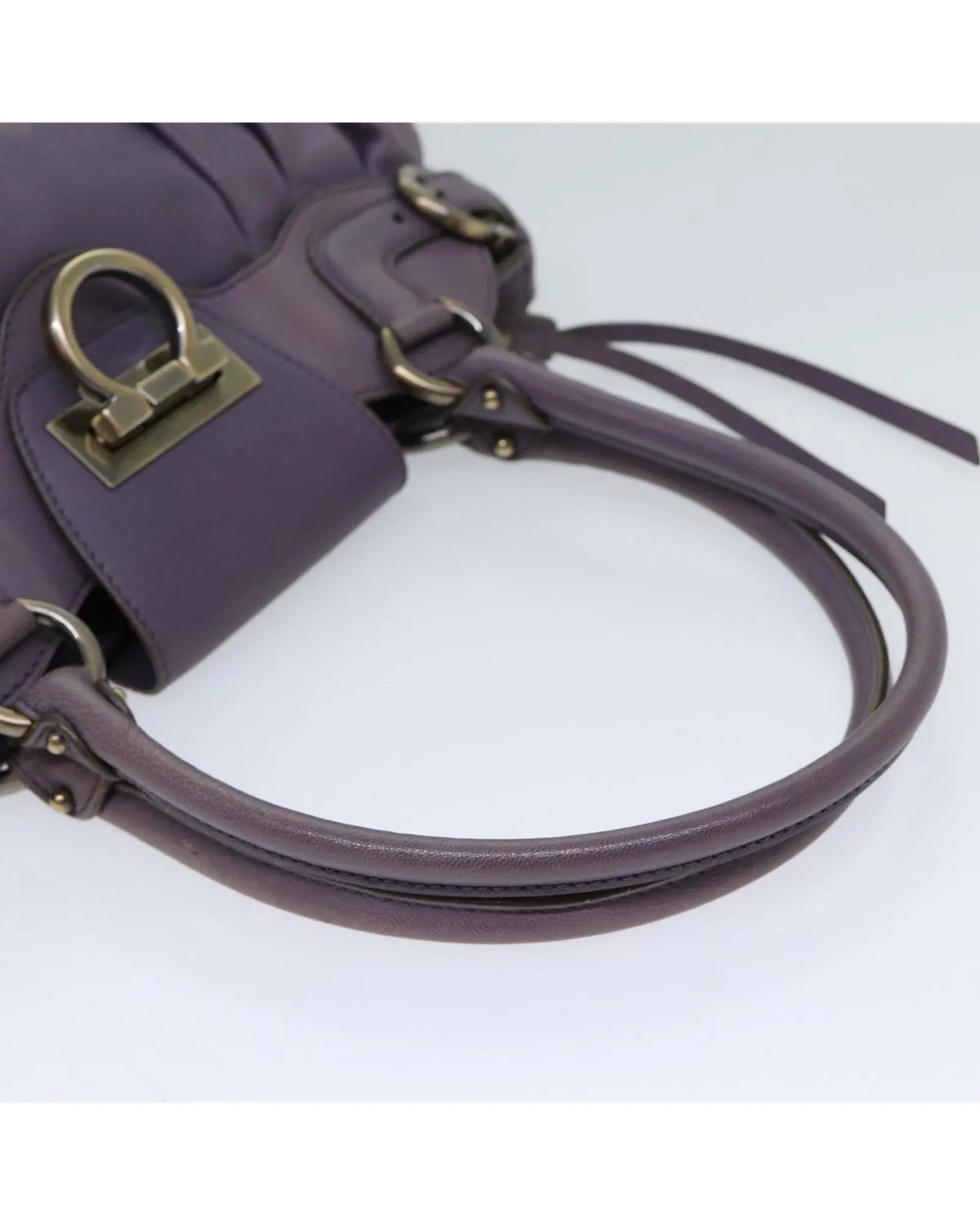 Purple Leather Gancini Hand Bag - Authentic