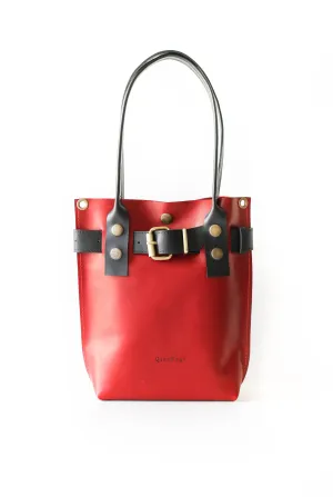 Red w/ Black Leather Handbag
