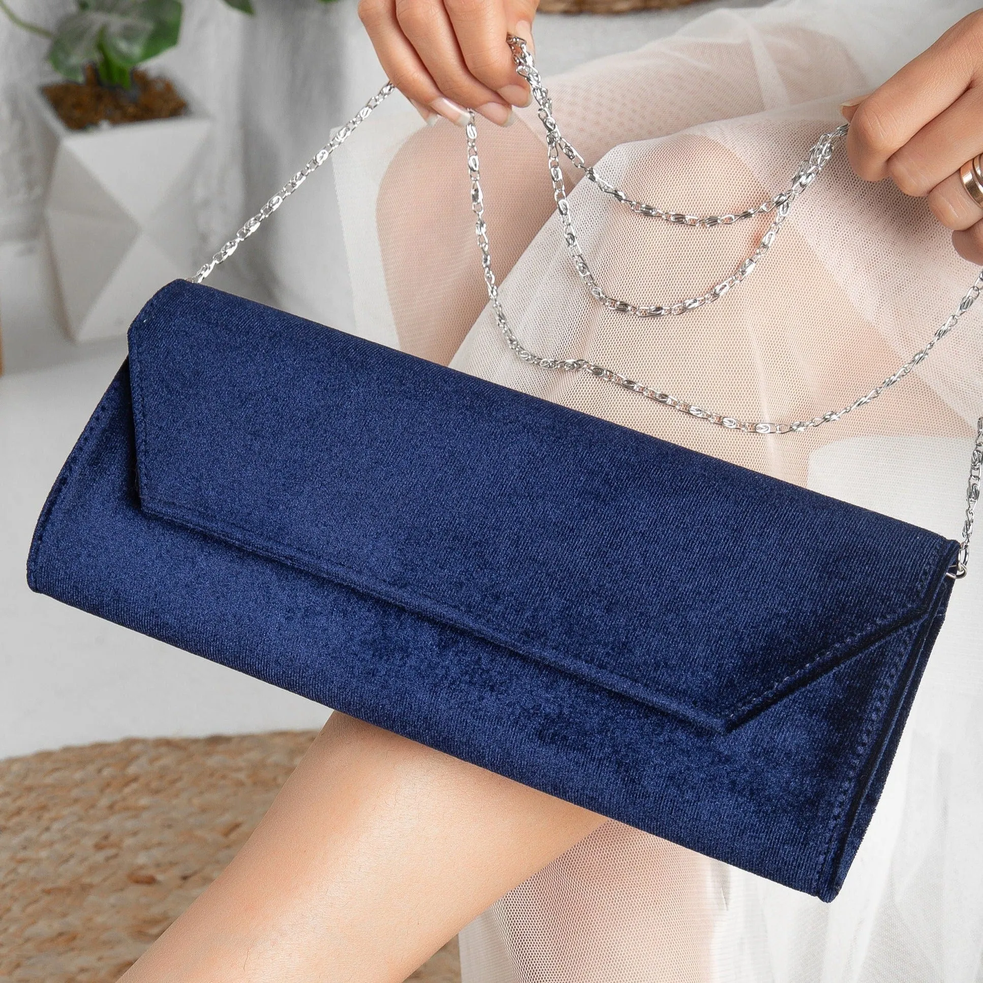 Scarlett - Blue Velvet Clutch