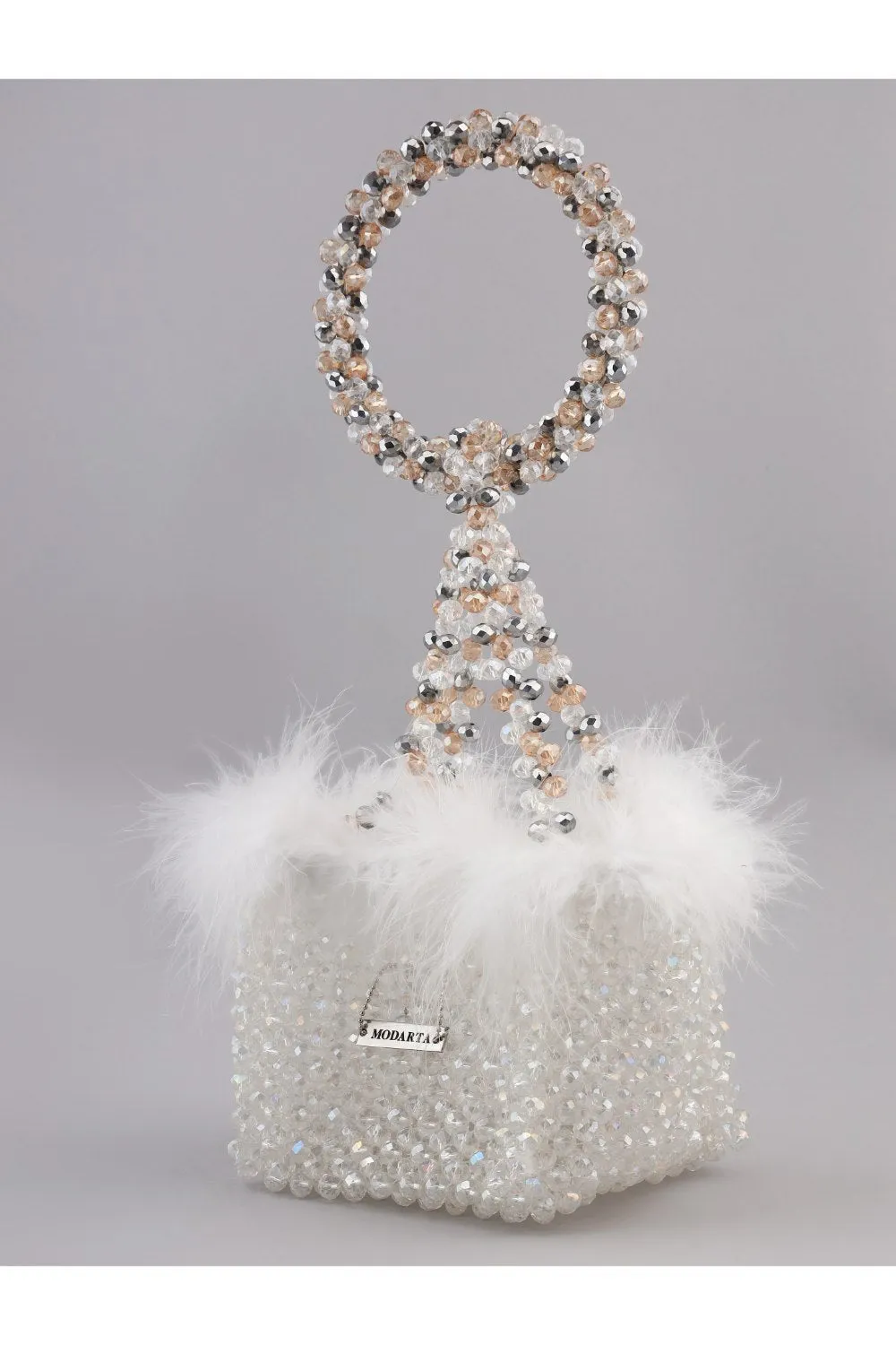 Silver Clutch Fur Purse
