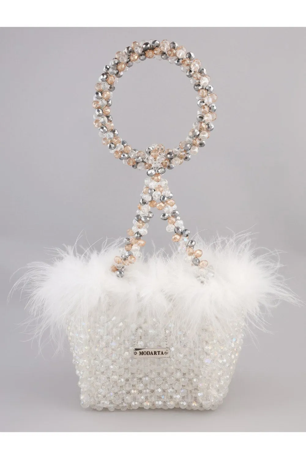 Silver Clutch Fur Purse