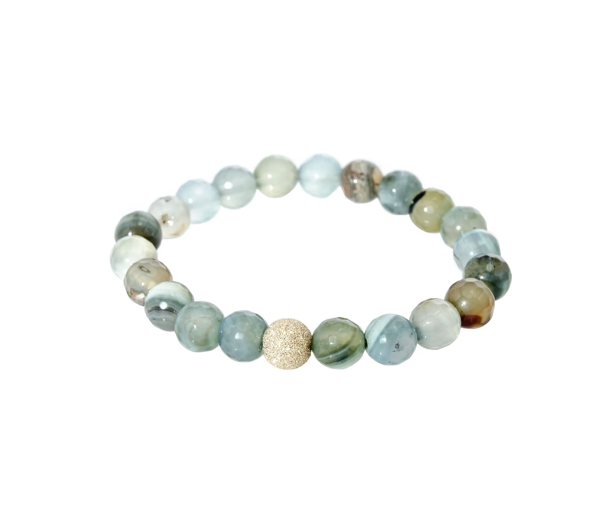 Sisco   Berluti Beaded Bracelet - Small Multi Blue Faceted Round Beads with Stardust Accent