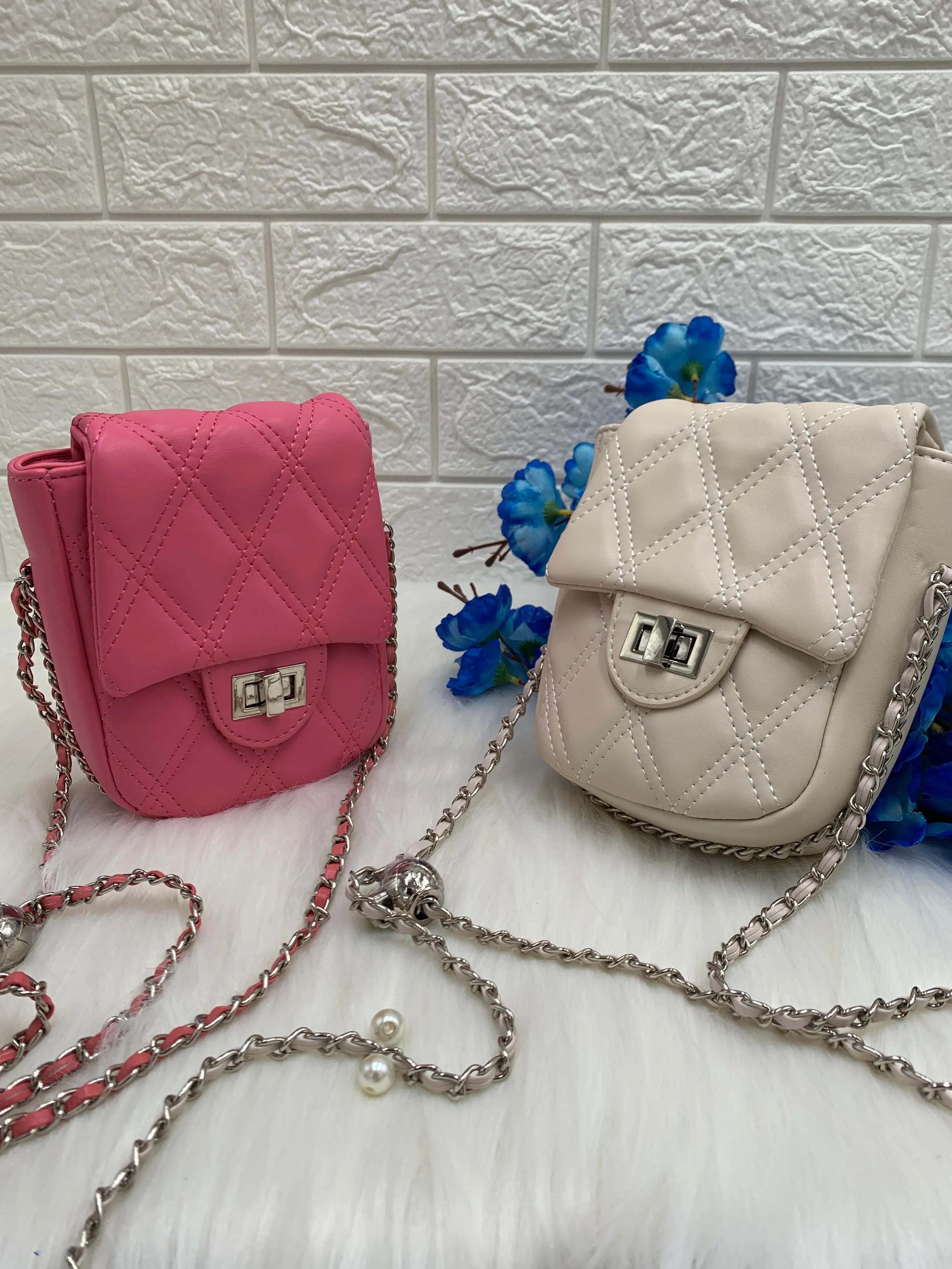 Solid Cream Small Sling Handbag