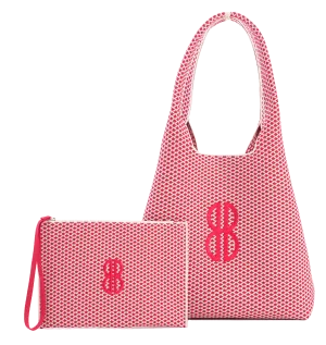 Sutton City Tote - Red Diamond Monogram / Detachable Metal Chain - Large