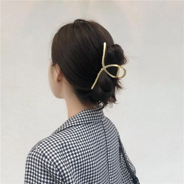 Vintage  Gold Hollow Geometric Metal Hair Clips